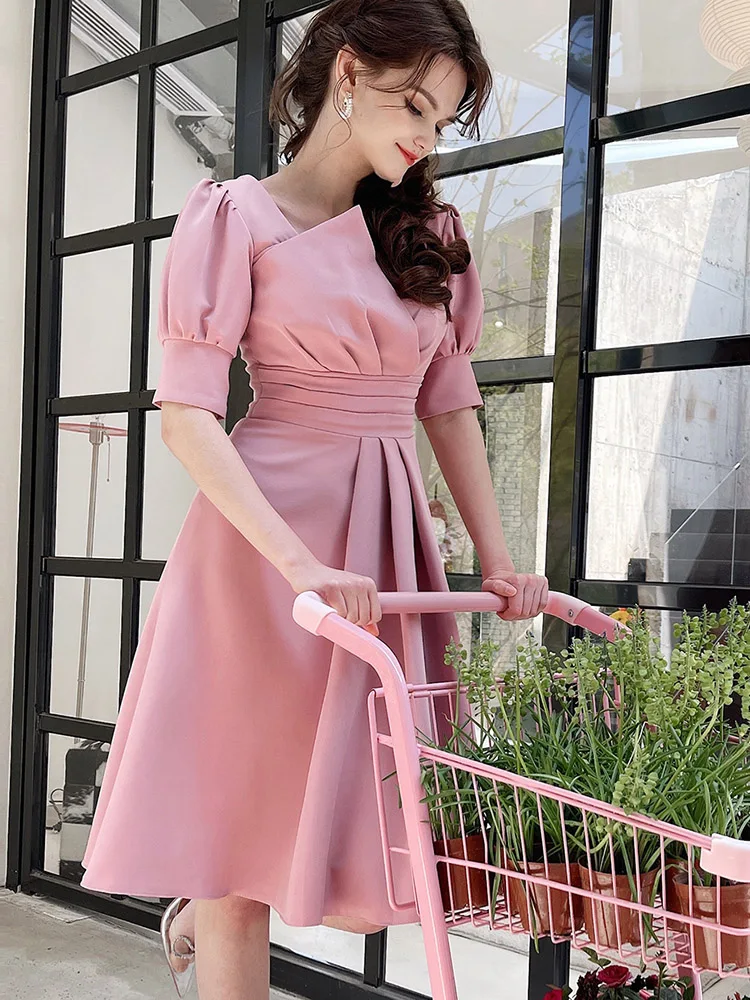 Dabuwawa Spring Summer Female Vintage High Waist Lantem Sleeve A-line Tierred Long Draped Dress 2023 DF1BDR065