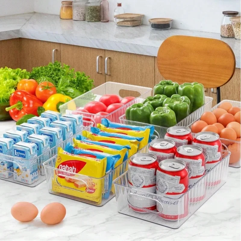 6/10-teiliges Set ausziehbare Kühlschrank-Organizer-Schubladen mit integrierten Griffen, transparente stapelbare Aufbewahrungsboxen für Kühlschrank, Gefrierschrank und Speisekammer, BPA-freie