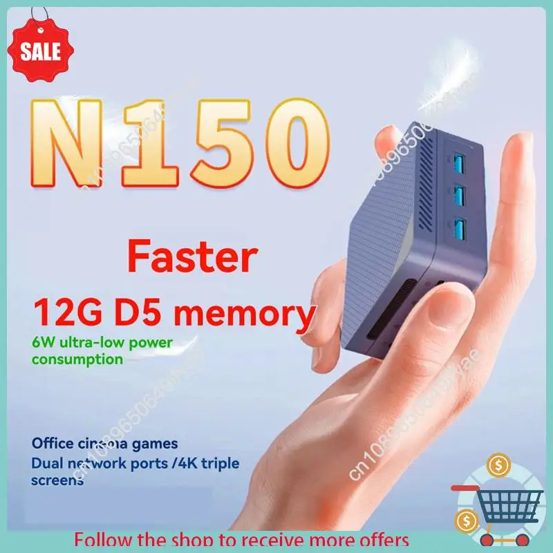 Y67A-ZX06 Twin Lake N150 Win11 Mini Pc Win11 12GB LPDDR5 4800Mhz Dual LAN Dual HD Display Port كمبيوتر مكتبي للألعاب