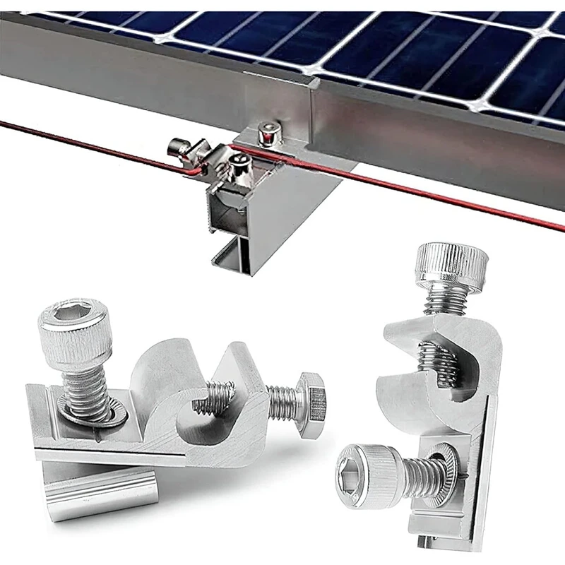 AB42-Solar Panel Grounding Clips, Solar Panel Ground Lug Standard, Solar Panel Mounting Brackets, Grounding Eyelets,Pack Of 6