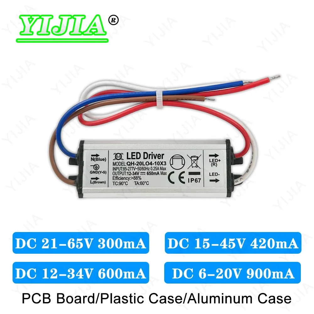 7W 10W 12W 15W 18W 20W LED Driver DC 21-65V 15-45V 12-34V 6-20V 900mA 600mA 420mA 300mA Lighting Transformers Power Supply