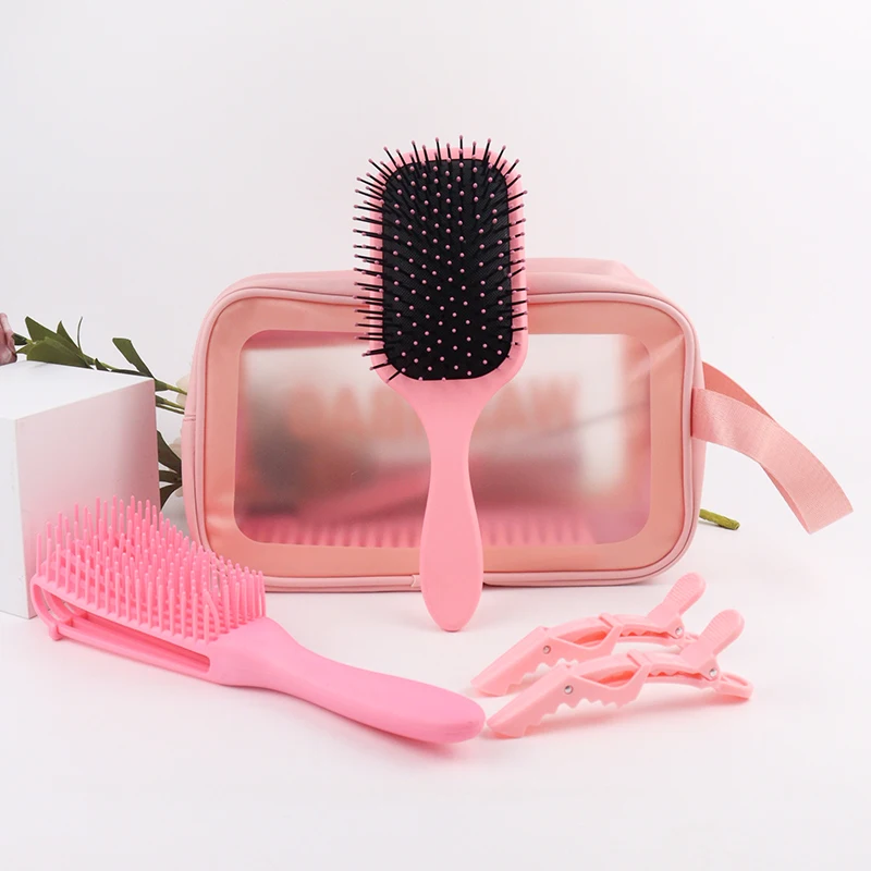 5pcs Practical Comb Set Detangling HairBrush Comb Detangle Brush Hair Barber Set For Wome Girl HairClips Daily Base Care Suit