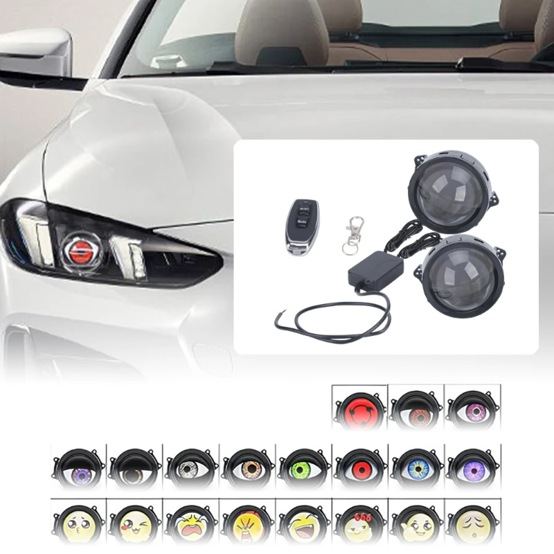 Projector Headlight Accent Light LED Blinking Devil Eye Lens Lighting with Remote Control for Car and Motorcycle