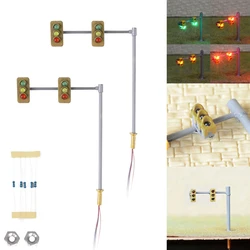 2Pcs Model Traffic Light N Scale Road Crossing Walk Model LED Pedestrian Street Signal Light Railroads Trains Layout Accessories