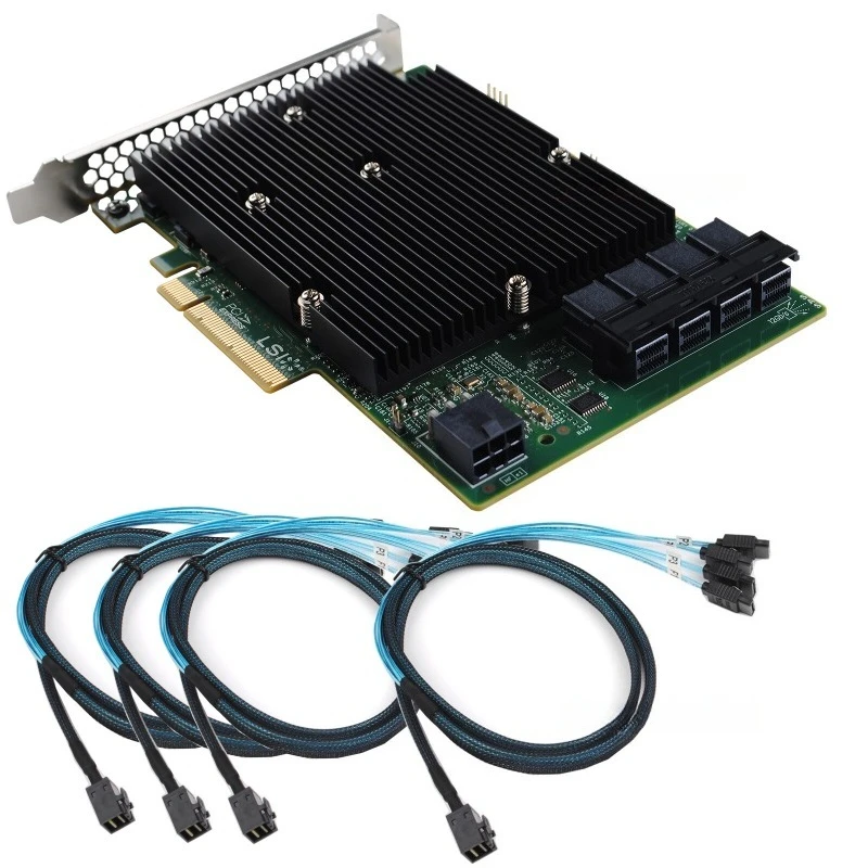 

LSI SAS 9300-16I 12GB/S HBA Adapter Card IT Mode 4xSFF-8643 SATA Cable High Speed