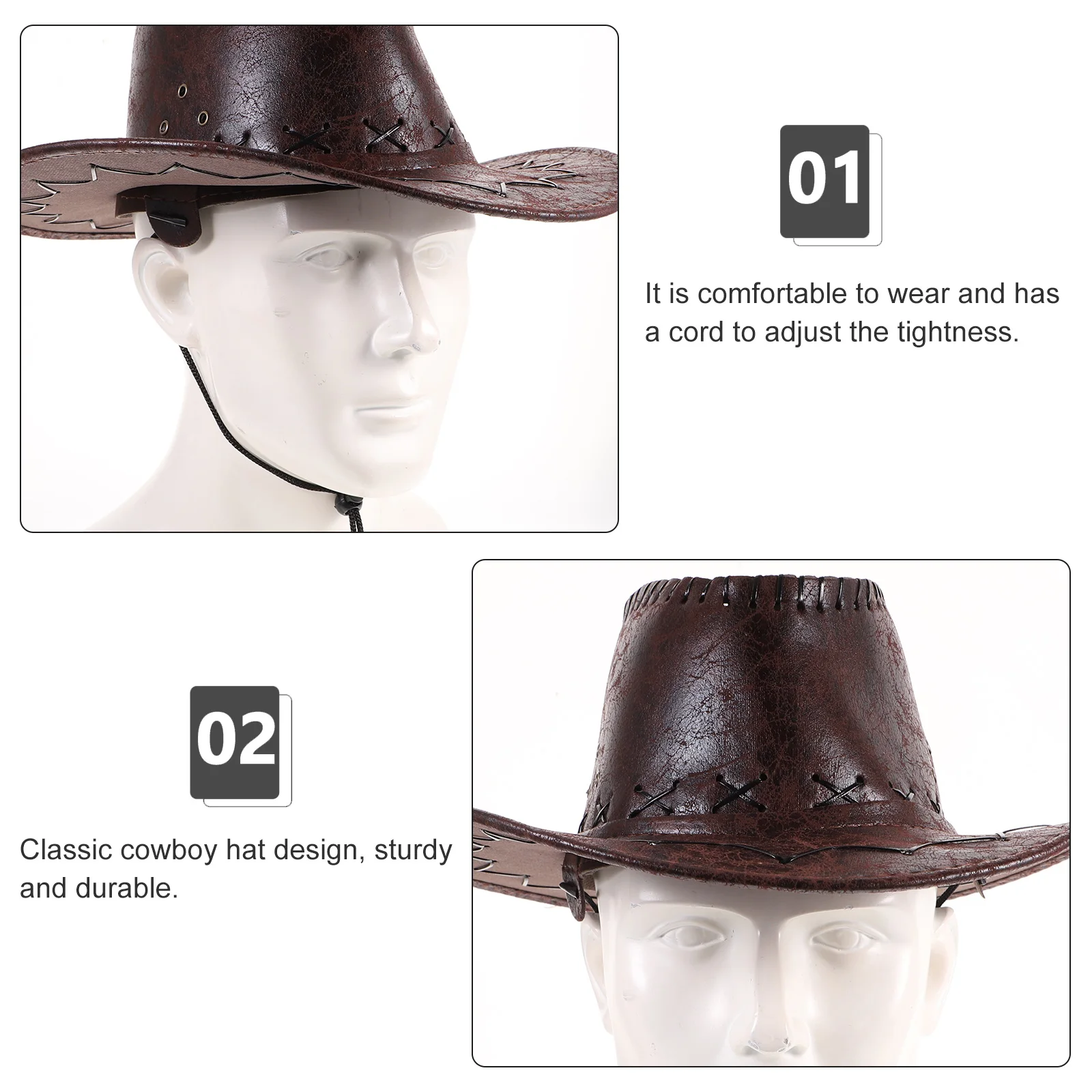 

Cowboy Hat Dress up for Men Western Style Has Cosplay Fancy Imitation Hats Child
