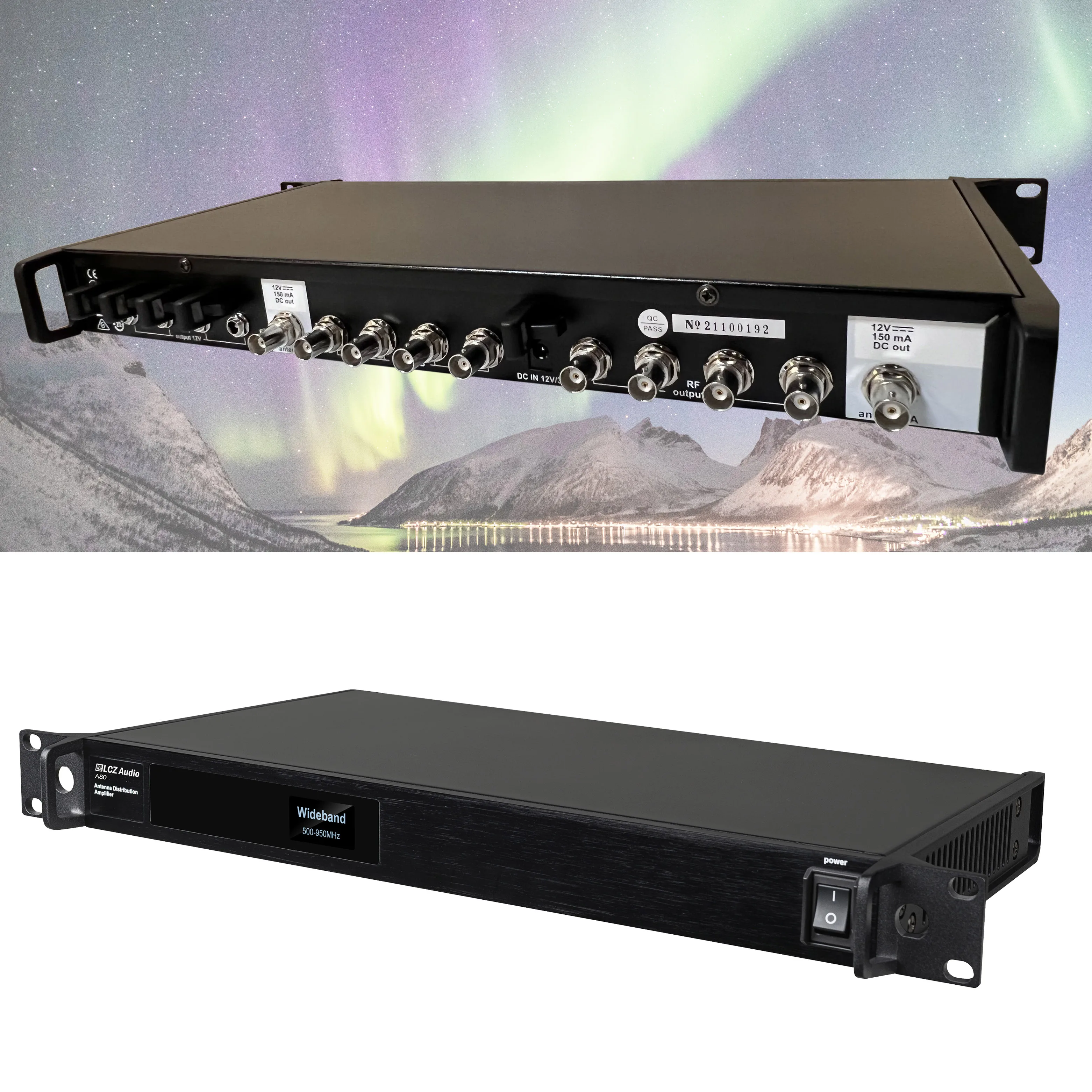 LCZ AUDIO AT80 A8 UHF distributore di antenne a banda larga ripetitore di segnale RF distribuzione dell'amplificatore dell'antenna per microfono da palcoscenico