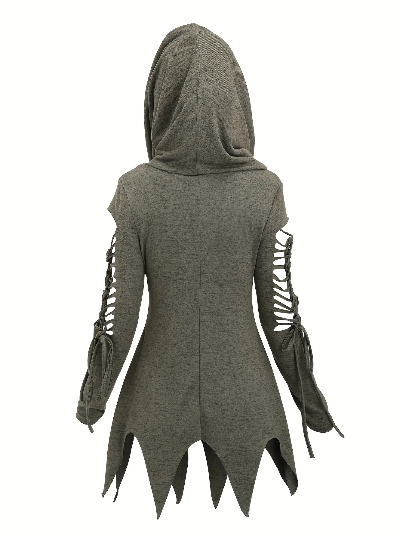 European and American Fashion Ladies' Ragged Sleeves Grunge Irregular Hooded Top Solid Color Casual Top