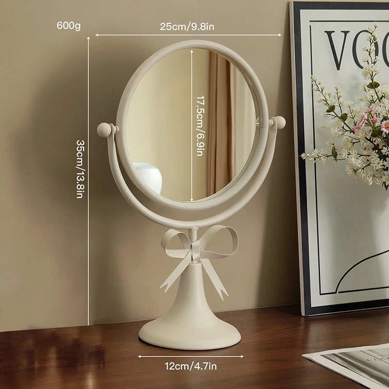 Retro Desktop Makeup Mirror European Princess Mirrors Household Bedroom Vanity Mirror Iron Frame 360° Rotation Cosmetic Mirrors
