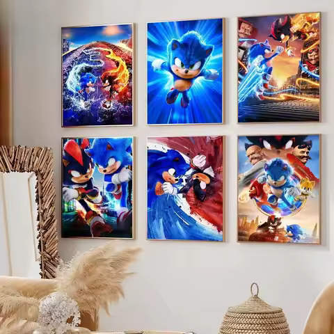 5D DIY Cartoon Cool S-Sonic-ES Hedgehog 3 Diamond Painting Living Room Office Decoration Bedroom Home Wall Art Gift