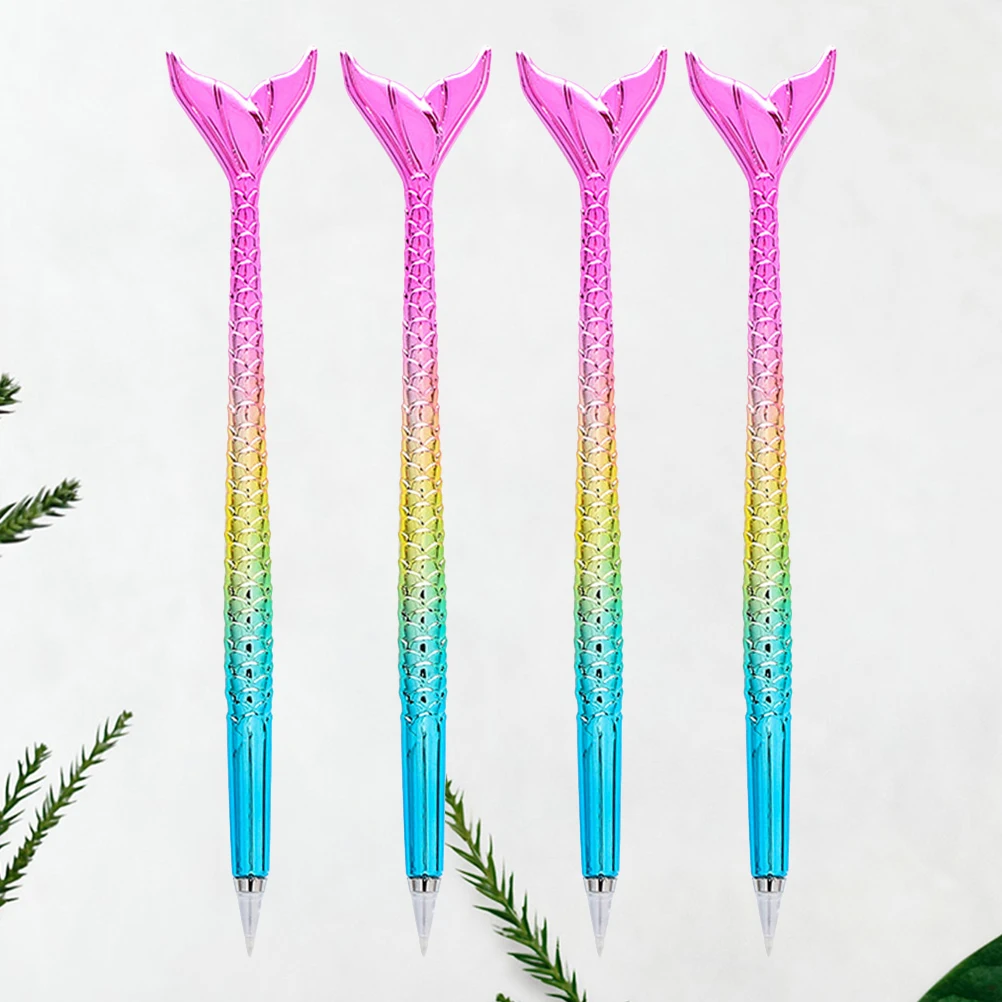 

Adorable Cartoon Design 4Pcs Mermaid Themed Ballpoint Pens Colorful Student Stationery Writing Supplies for Fun Learning