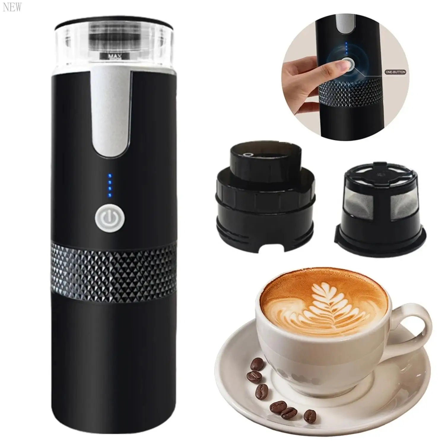 

NEW Compact Portable Wireless American Espresso Capsule Coffee Maker: Mini Car Outdoor Brewing Solution for On-the-Go Brewing Ex