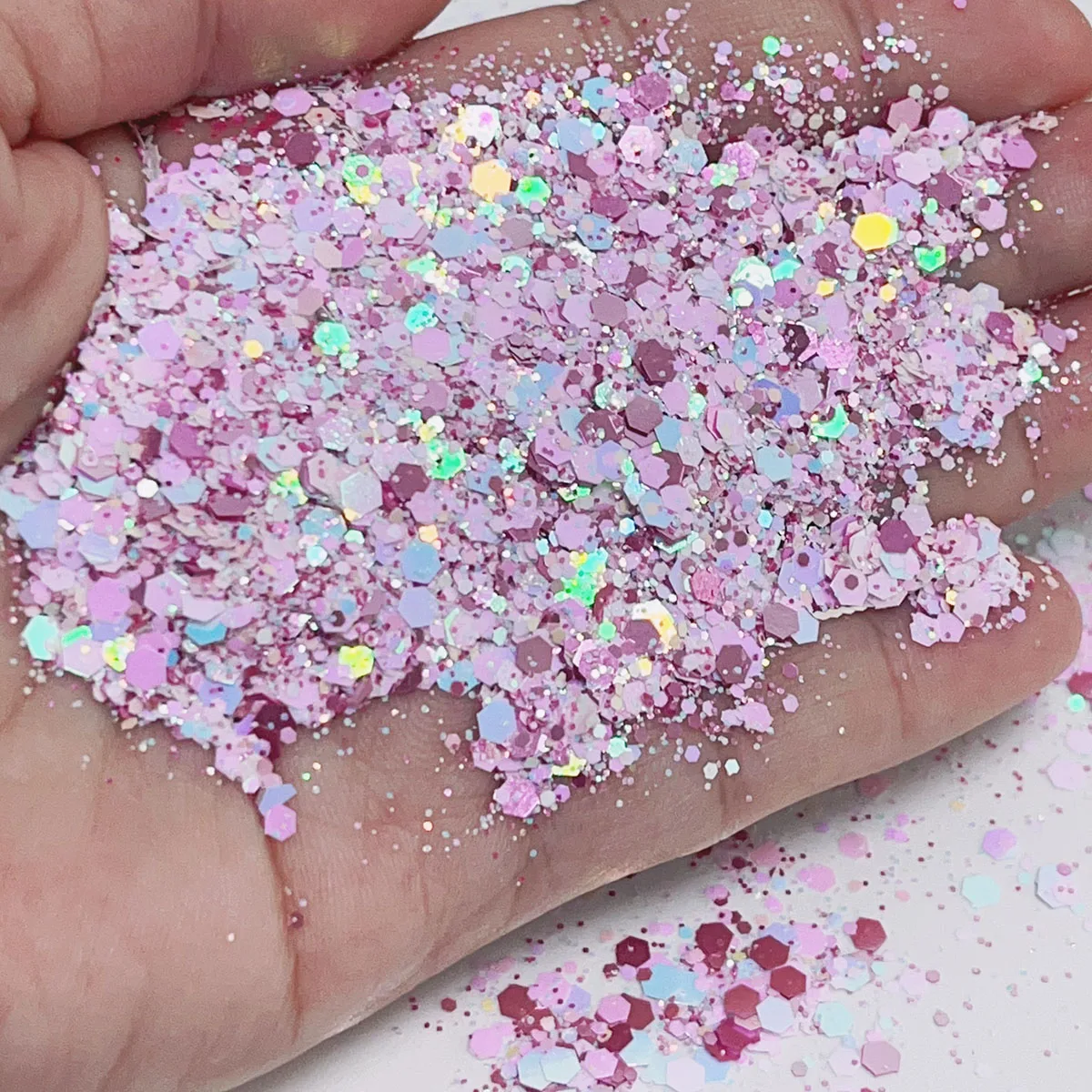 50g Glitter Epoxy Resin Filling Rainbow Filler DIY Mix Pink Colors Sequins For Jewelry Hair Making Nail Tumbler Cup