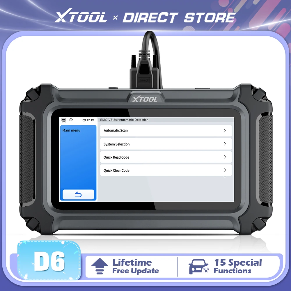 XTOOL D6 Full System Car Diagnostic Tool Automotive Scanner 15 Reset Services Lifetime Free Update FCA Autoauth CAN FD PK IP508