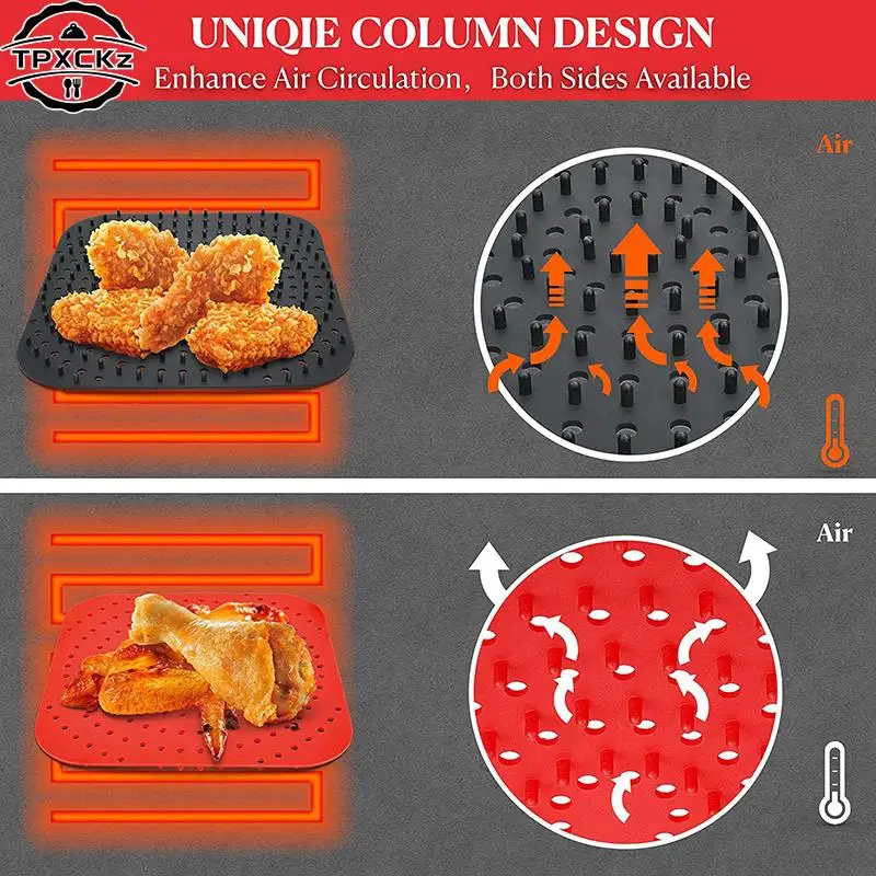 Reusable Silicone Air Fryer Liner Mat Non-Stick Steamer Pad Baking Inner Liner Cooking Mat For Kitchen Accessories Round Square