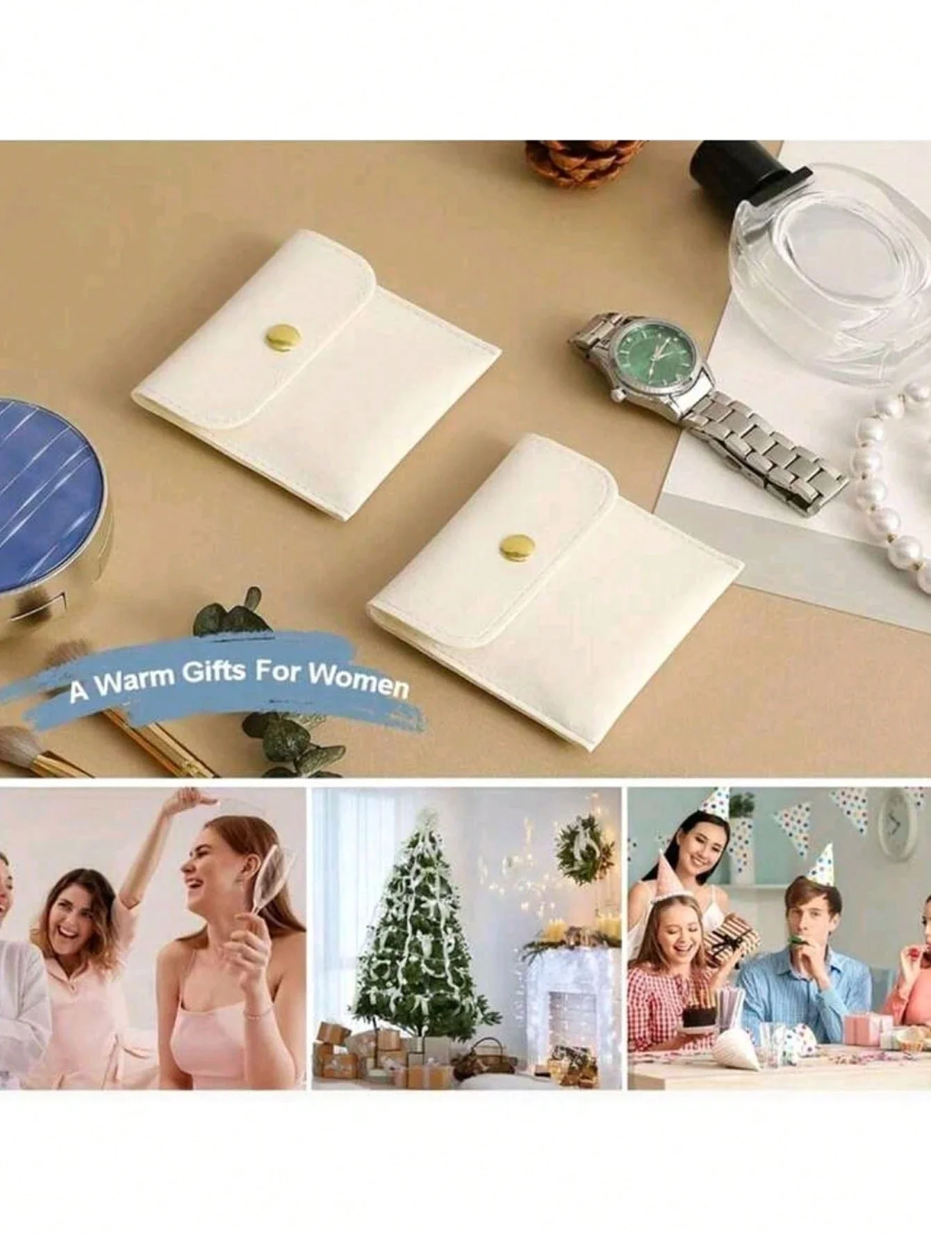 1/2/6pcs White Faux Leather Jewelry Pouches, Snap Closure Design - Luxury Gift Bags For Earrings, Necklaces, Bracelets And