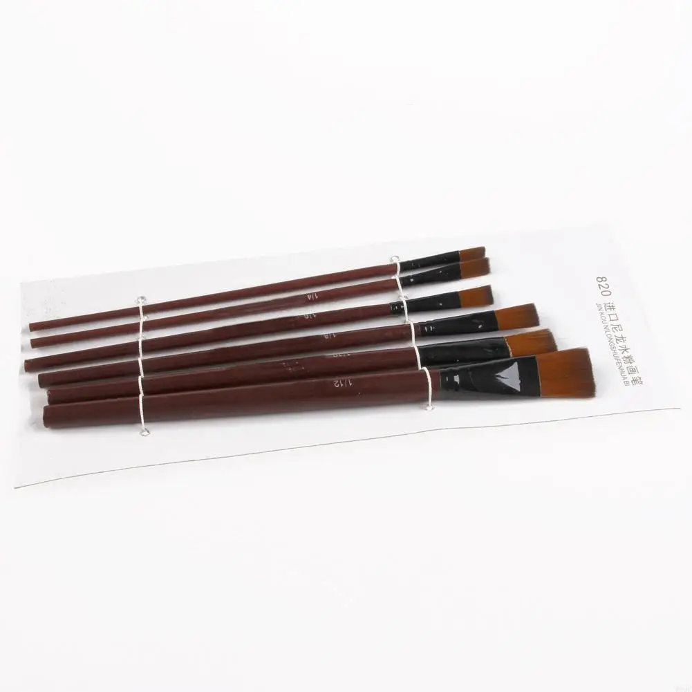 W89C 6Pcs Nylon Acrylic Oil Paint Gouache Brushes For Artist Supplies Watercolor Set