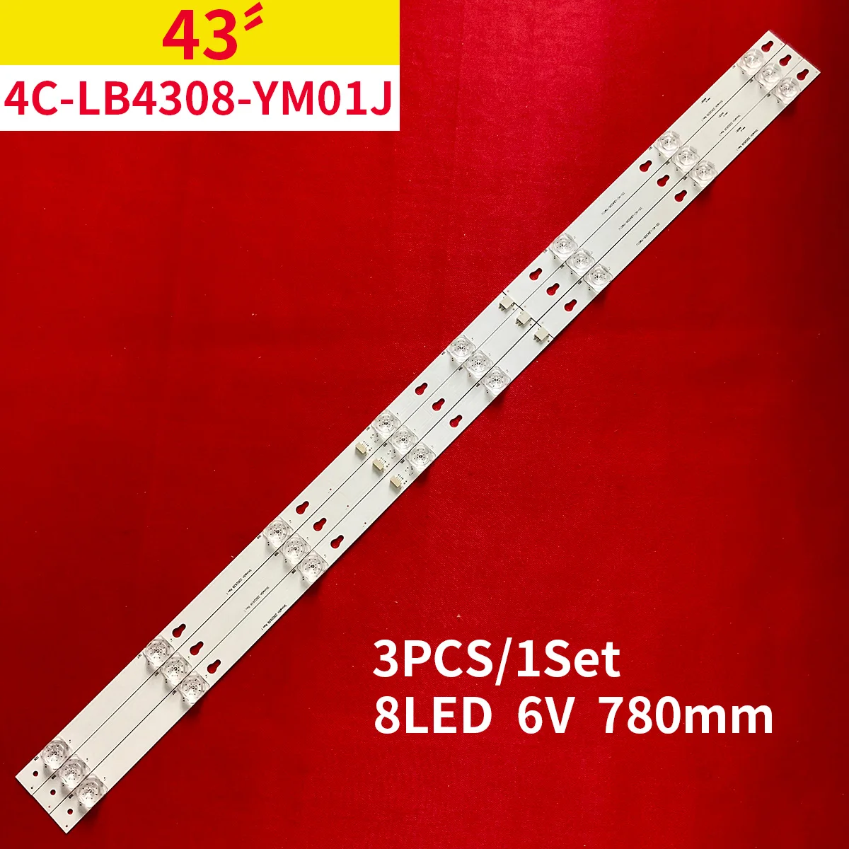 3PCS LED backlight strip for 43D2900 2D02636 DS-4C-LB4308-YM01J 43s4900 l43s4900 L43S4900FS L43S4900