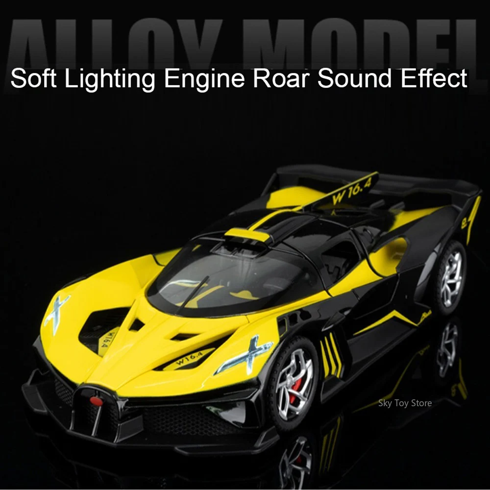 1:32 Bolide Divo Diecast Car Alloy Model Miniature Car with Sound Light Pull Back Doors Opened Vehices Home Decor Ornaments Gift