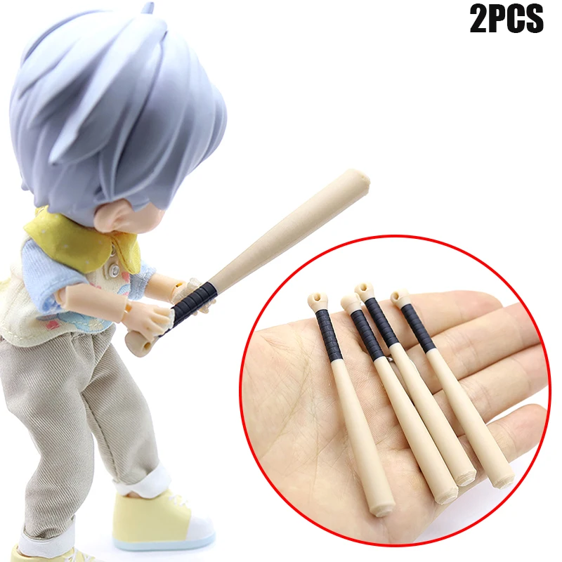 2 قطعة دمية صغيرة مضرب بيسبول نموذج دمية محاكاة المشهد الرياضي الديكور اللعب المشهد الصغير البناء الدعائم