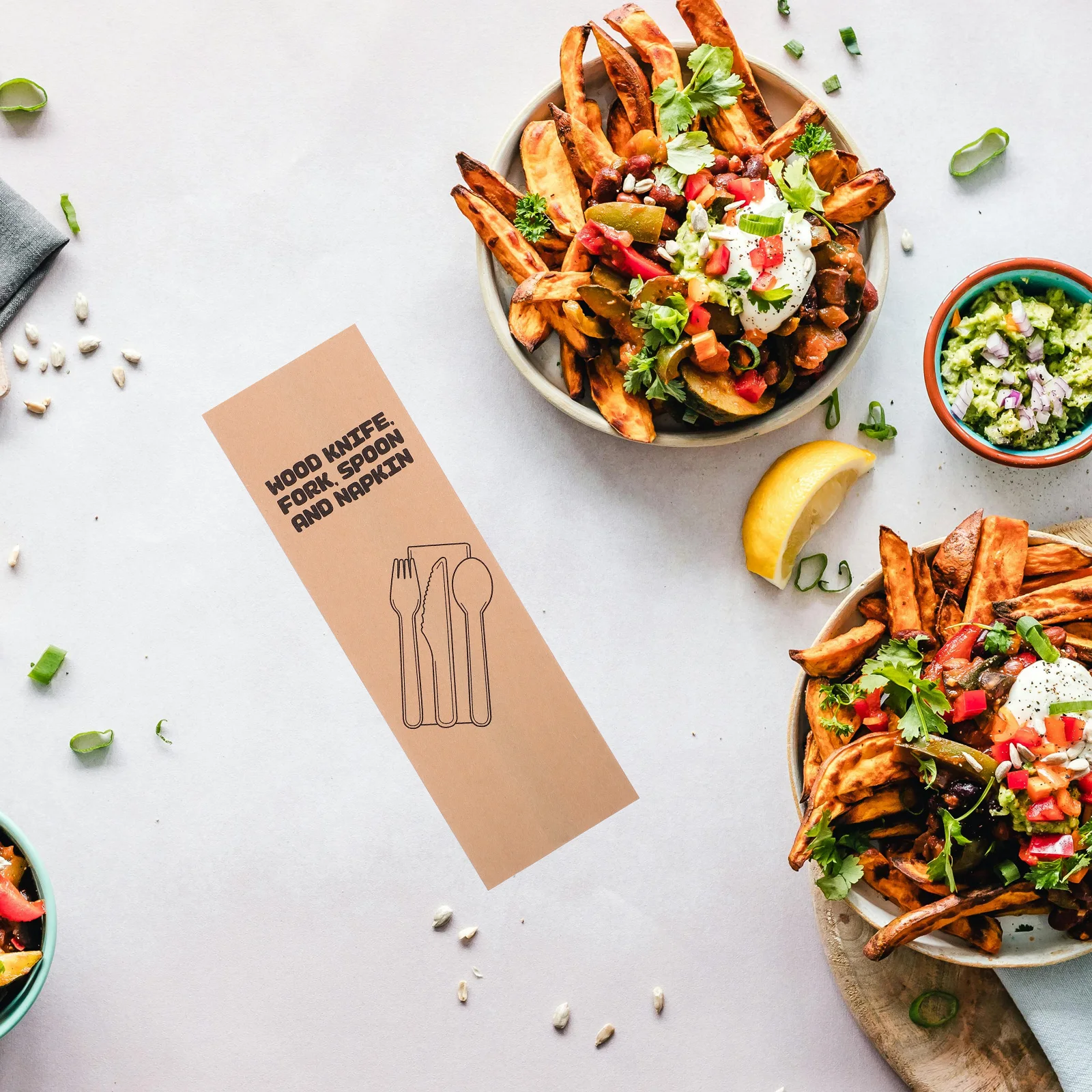 

100 Pcs Cutlery Kraft Paper Set Sleeves for Weddings Disposable Bags Wraps Light Brown Chopsticks Holder Kitchen