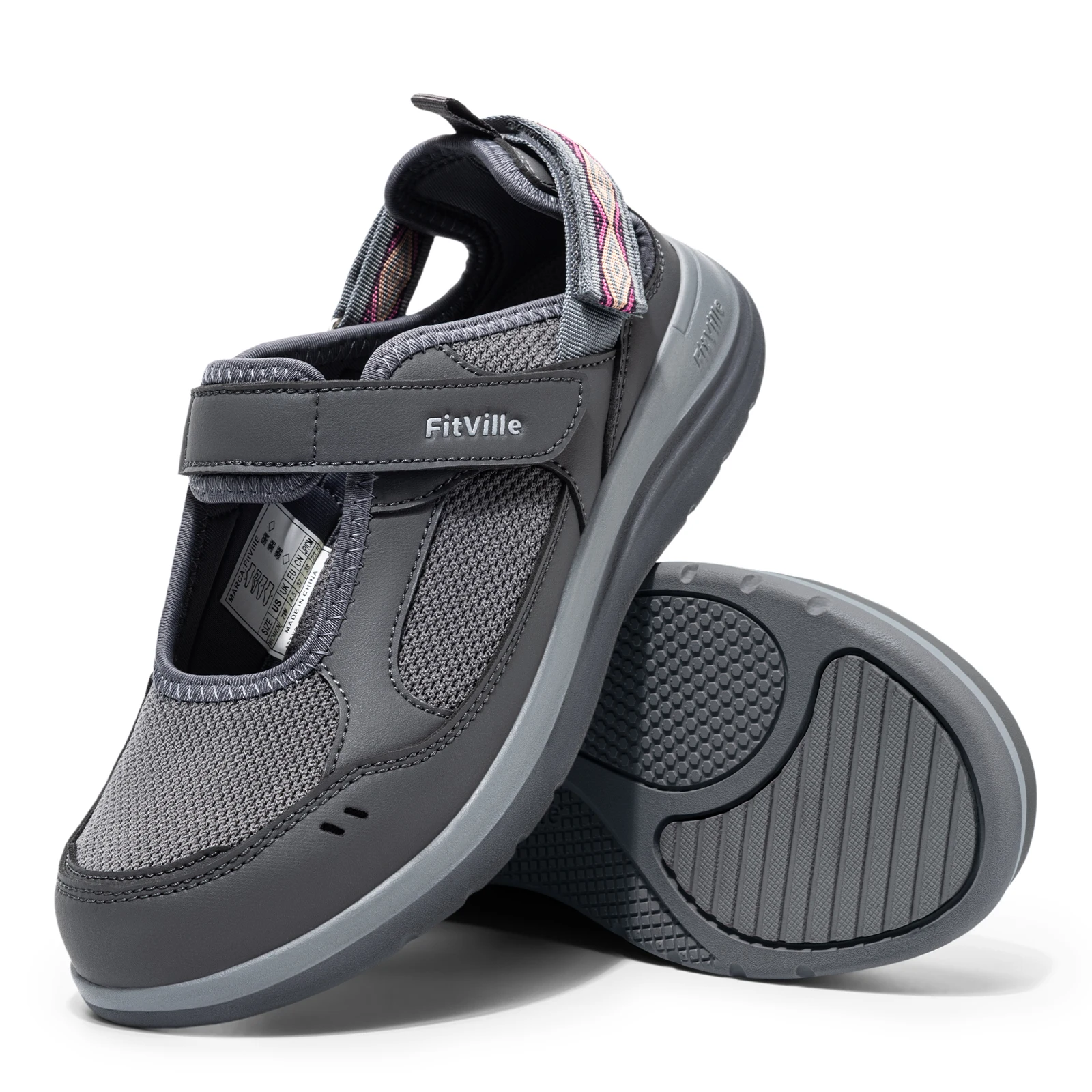 

FitVille Mary Janes Women'S Diabetic Shoes Wide Summer Sandals With Adjustable Closures&Arch Support Breathable Nurse Shoe