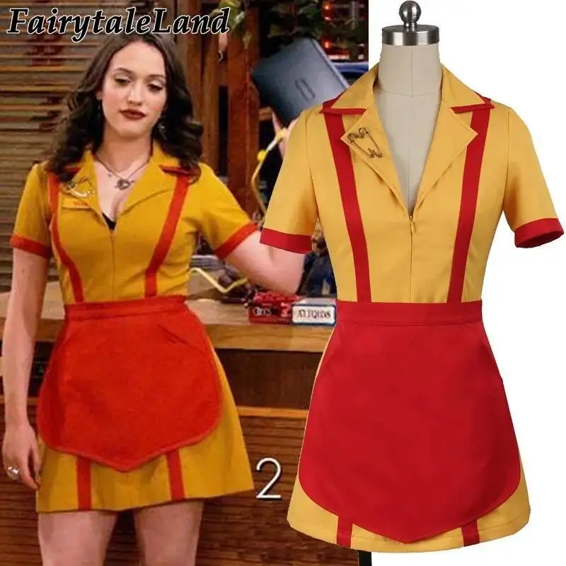 Disfraz personalizado roto hecho 2 para niñas, traje de Halloween Max Black Caroline Wesbox Channing, traje de Cosplay, vestido delantal para niñas rotas 2
