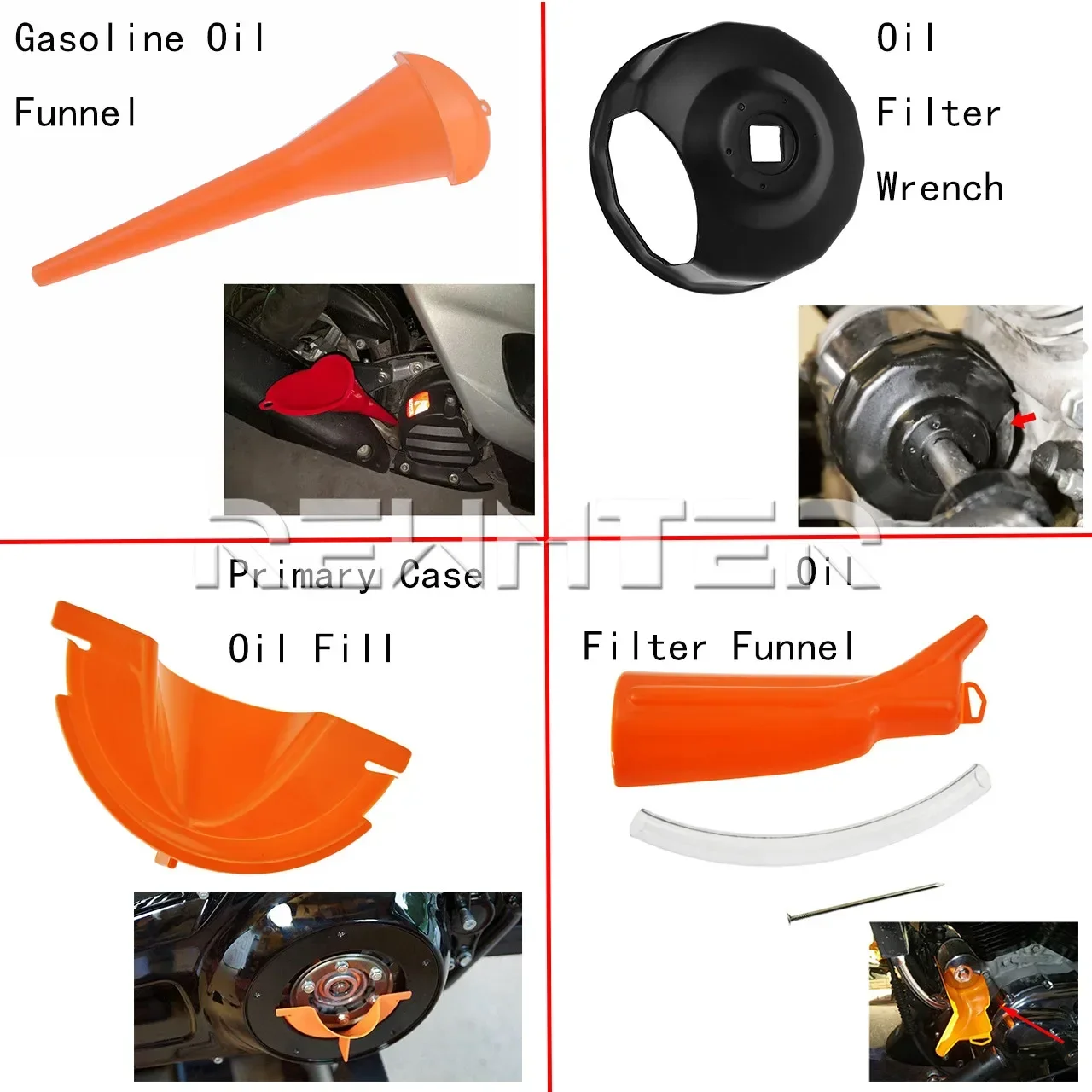 Motorrad Primäre Fall Öl Füll Trichter Öl Filter Abdeckung Trichter Set Für Harley Touring Dyna Sportster XL883 Softail Fat Boy FLHT