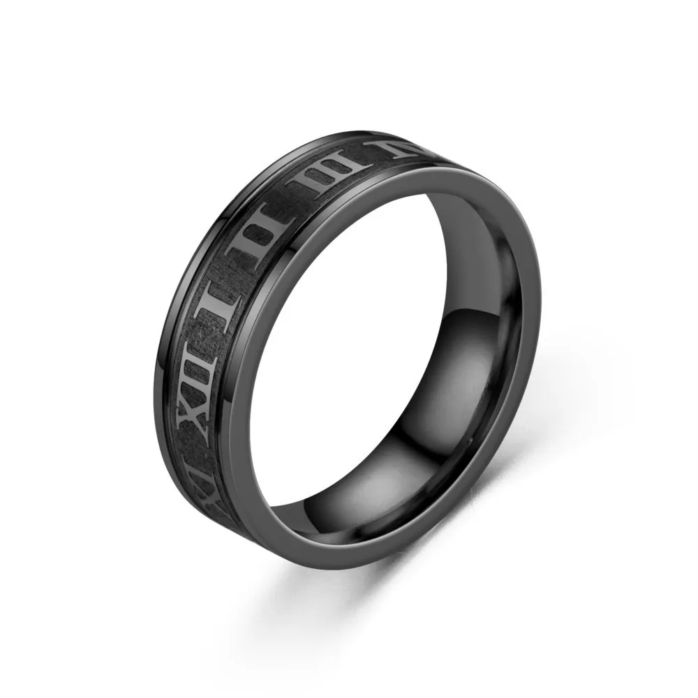 6MM Width Stainless Steel Couple Ring For Men Women Roman Numerals Rings Fashion Party Jewelry Accessories image 4