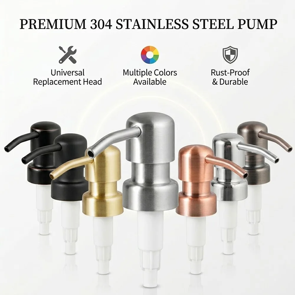 

Stainless Steel Soap Dispenser Pump Replacement, 28-400 Thread Anti-Rust Lotion Pump for Kitchen Bathroom, 8 Colors Available
