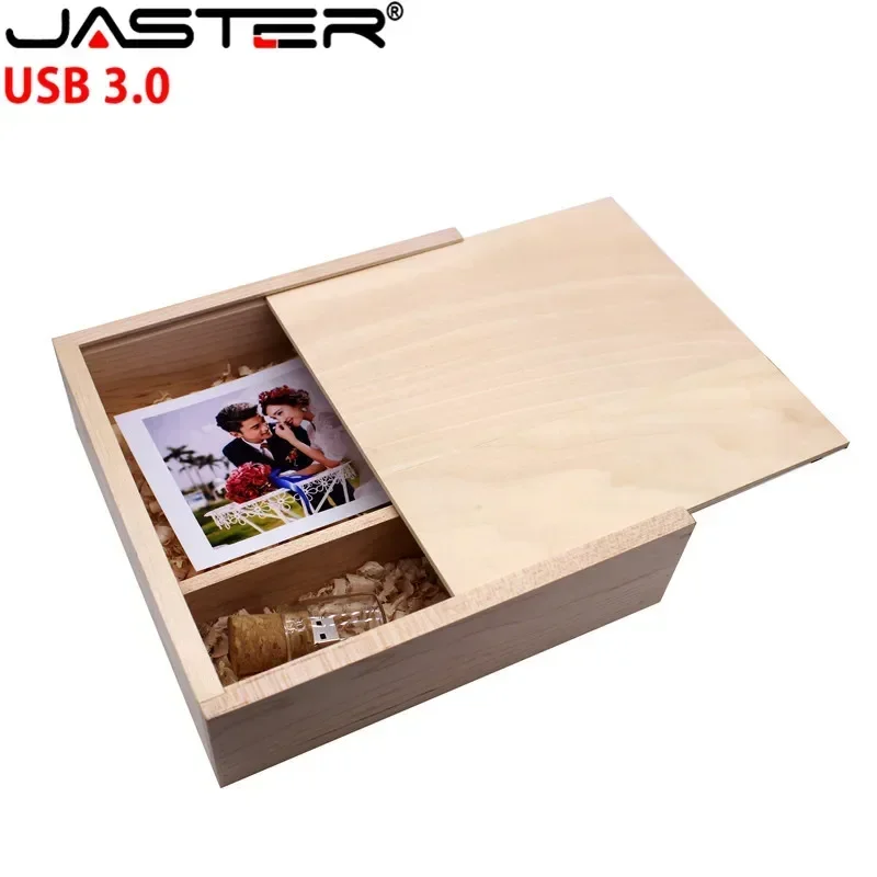 JASTER 205*205*60mm Photo Album Wooden USB + Box usb flash drive Memory stick USB 3.0 16GB free custom LOGO Photography Wedding