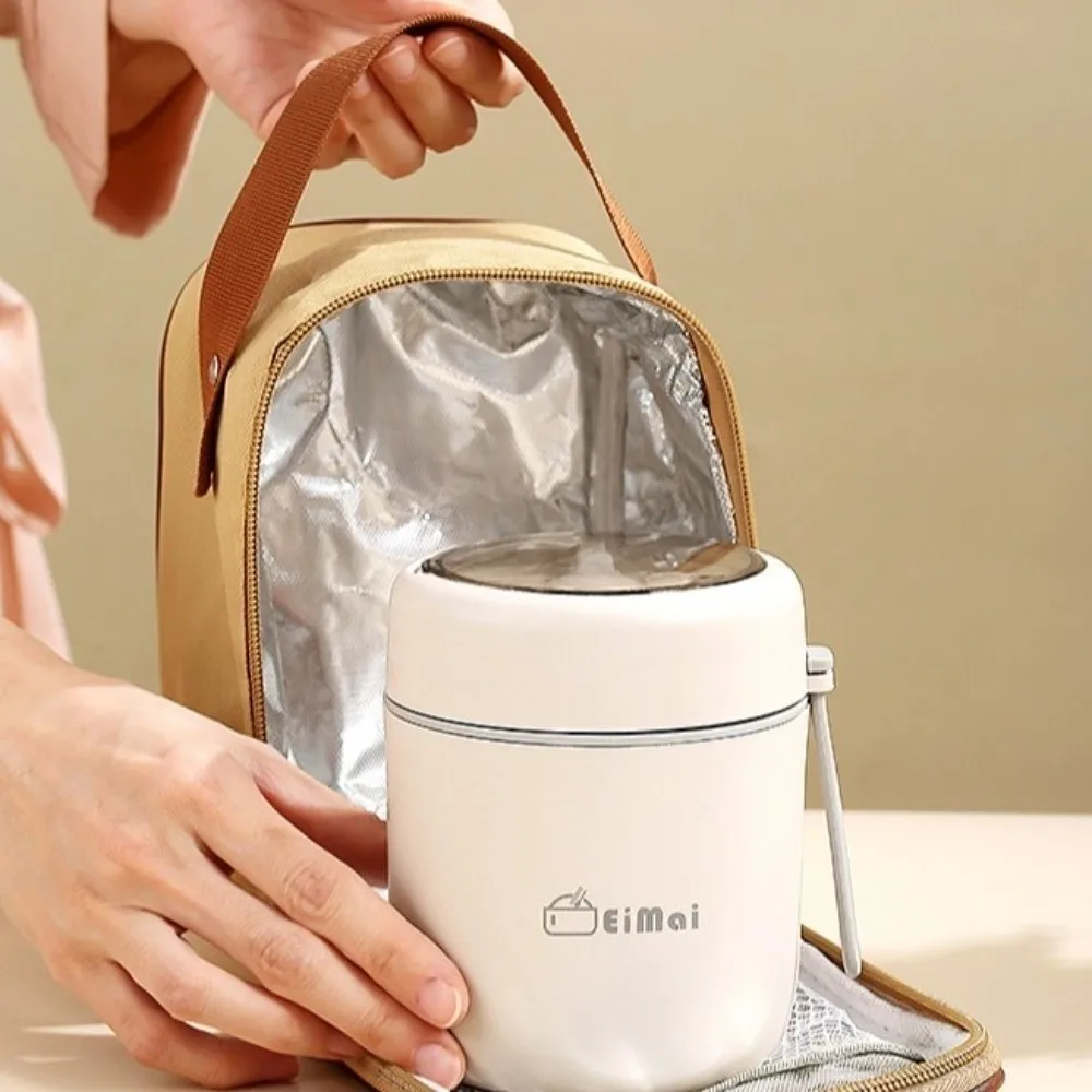 

Portable Breakfast Cup 304 Stainless Steel with Spoon Thermal Lunch Box Sealed Leak-Proof Stainless Steel Lunch Box Travel