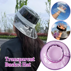 PVC Transparent Bucket Hats Y2K Sunshade Sunscreen Korean Flat-top Fisherman Big-brimmed Hat Trendy Summer Waterproof Rain Cap