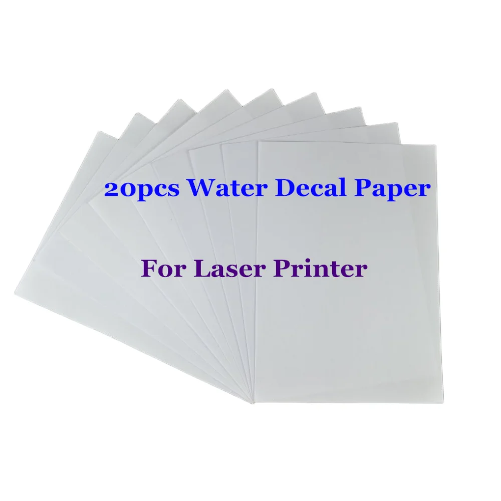 (20pcs/lot) A4 Clear/Transparent Paper Water Slide Decal Paper Laser Water Transfer Paper For Glass Waterslide Decal Paper