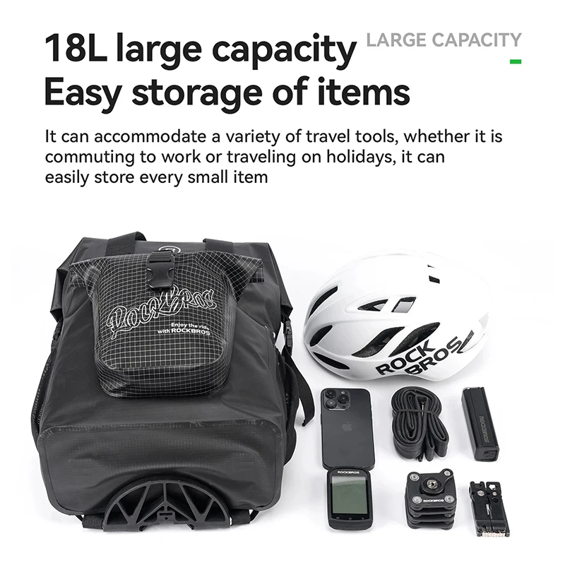 ROCKBROS Folding Bike Front Bag 18L Large Capacity Shoulder Strap Design Multifunctional Bag Suitable for Brompton Folding Bikes