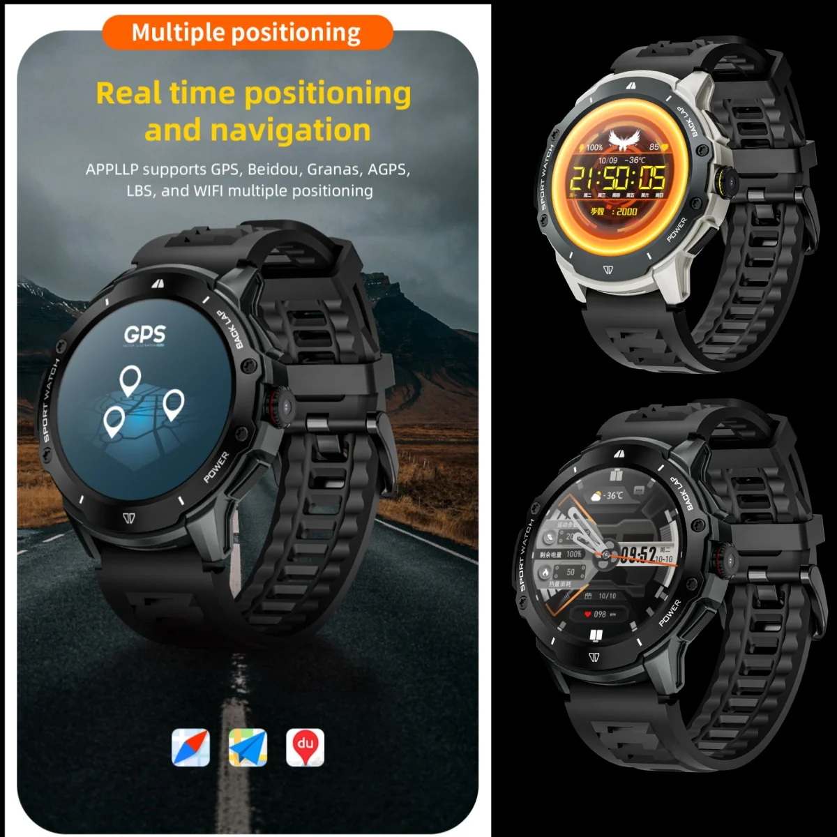 ساعة ذكية من AMOLED للرجال والنساء ، 8 جيجابايت + جيجابايت ، من من من من نوع GB ، وكاميرا GPS W ، وwifi ، ومتجر Google Play ، ومتعقب معدل ضربات القلب ، وساعة ذكية أندرويد