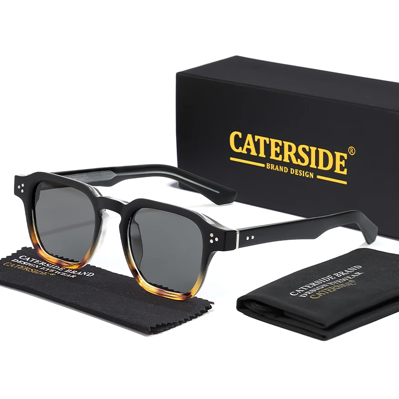 CATERSIDE Vierkante mode-zonnebril Heren Core Insert Temple Luxe merk zonnebril Dames Reizen Strandfeest Festival Geschenken