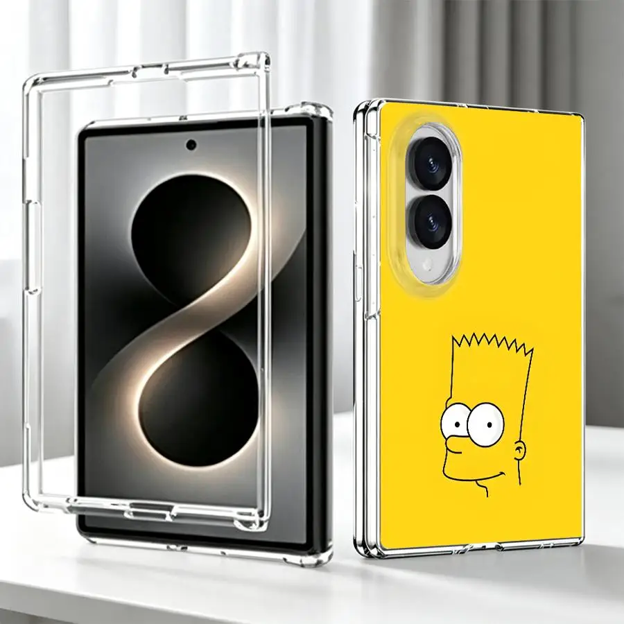 Transparent Soft Phone Cover Case for Samsung Galaxy Z Fold 8 ZFold8 S-SimpsonsS Funny Homer Bart 