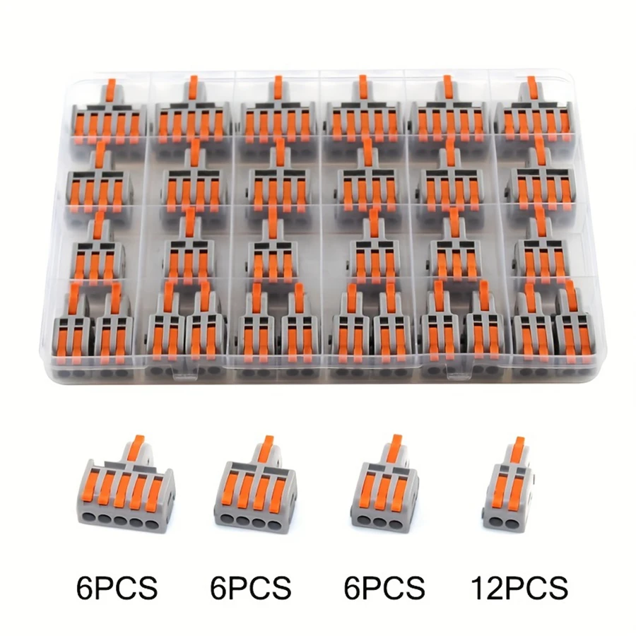 30PCS BOXS Mini Quick Connect Connectors Compact Wiring Splicing Push in Multi Link Junction Box 1 In/Out with Fixed Holes