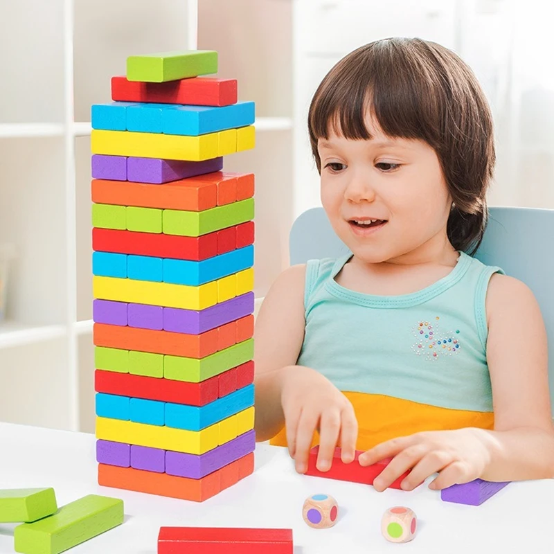Children's Wooden Stacking High Balance Puzzle Stacking Wood Drawing Building Blocks Balance Board Game Toy