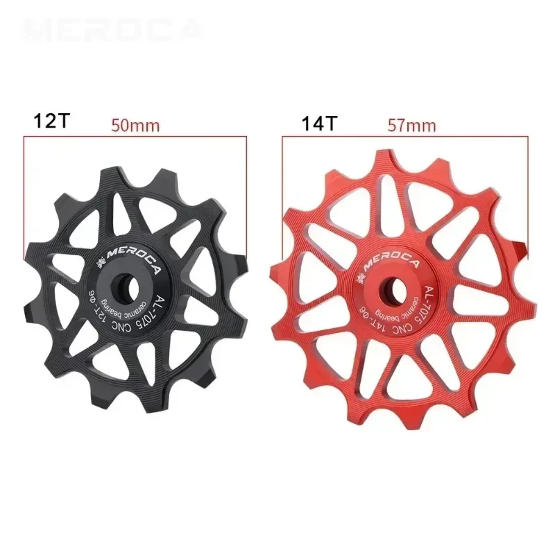 MEROCA Bicycle Ceramic Rear Derailleur Pulley Wheel Guide 12T/14TMTB Ceramic Bearing for Sram Shimano Mountain Bike MTB Part