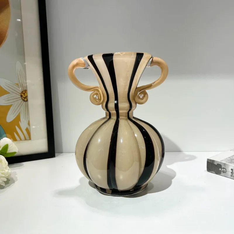 hydroponic flower arrangement Retro creative high-end glazed medieval vase home B & B hotel living room desktop advanced sense