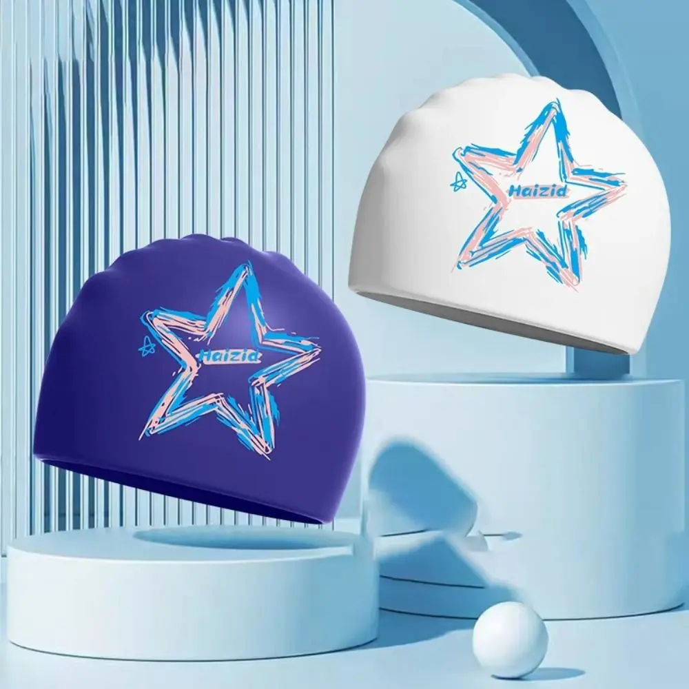

Swimming Accessories Silica Adult Swimming Cap Moon Star Swimming Hat Protect Ears Long Hair Bathing Cap Swim Pool