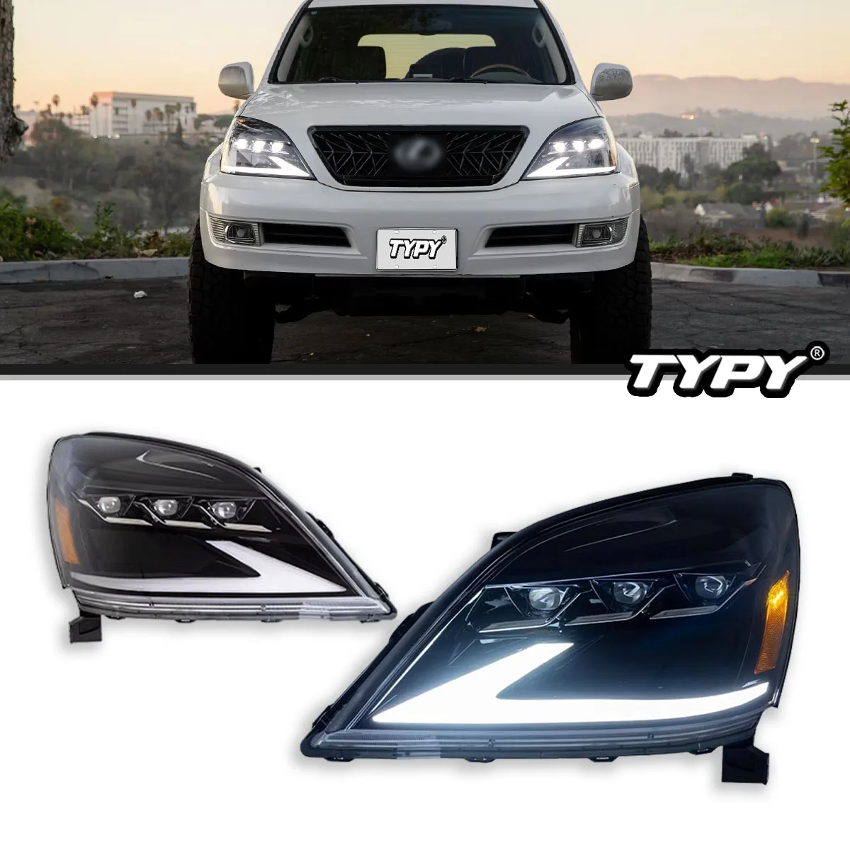 

TYPY Car Lights For Lexus GX470 Headlight 2003-2009 LED Projetor head Lamp Daytime Running Light Automotive Accessories