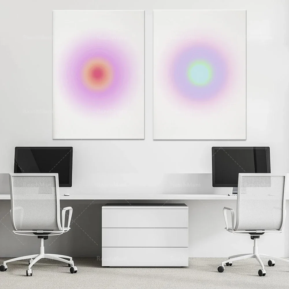 طباعة هالة ناعمة، ملصقات حديثة تدريجية، طباعة فنية جدارية كلاسيكية مخدرة، زخرفة جمالية ناعمة، فن روحاني