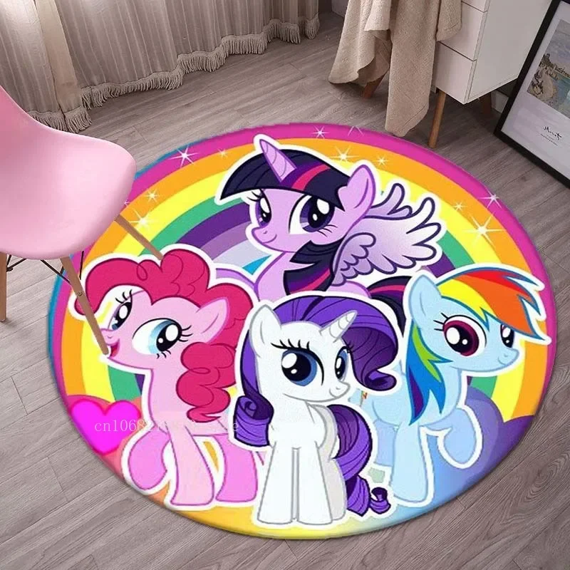 

Rainbow Unicorn Pony Area Rug Kids Play RugPrinted Round Floor Mat Living Room Carpet Bathroom Kitchen Rug Doormat