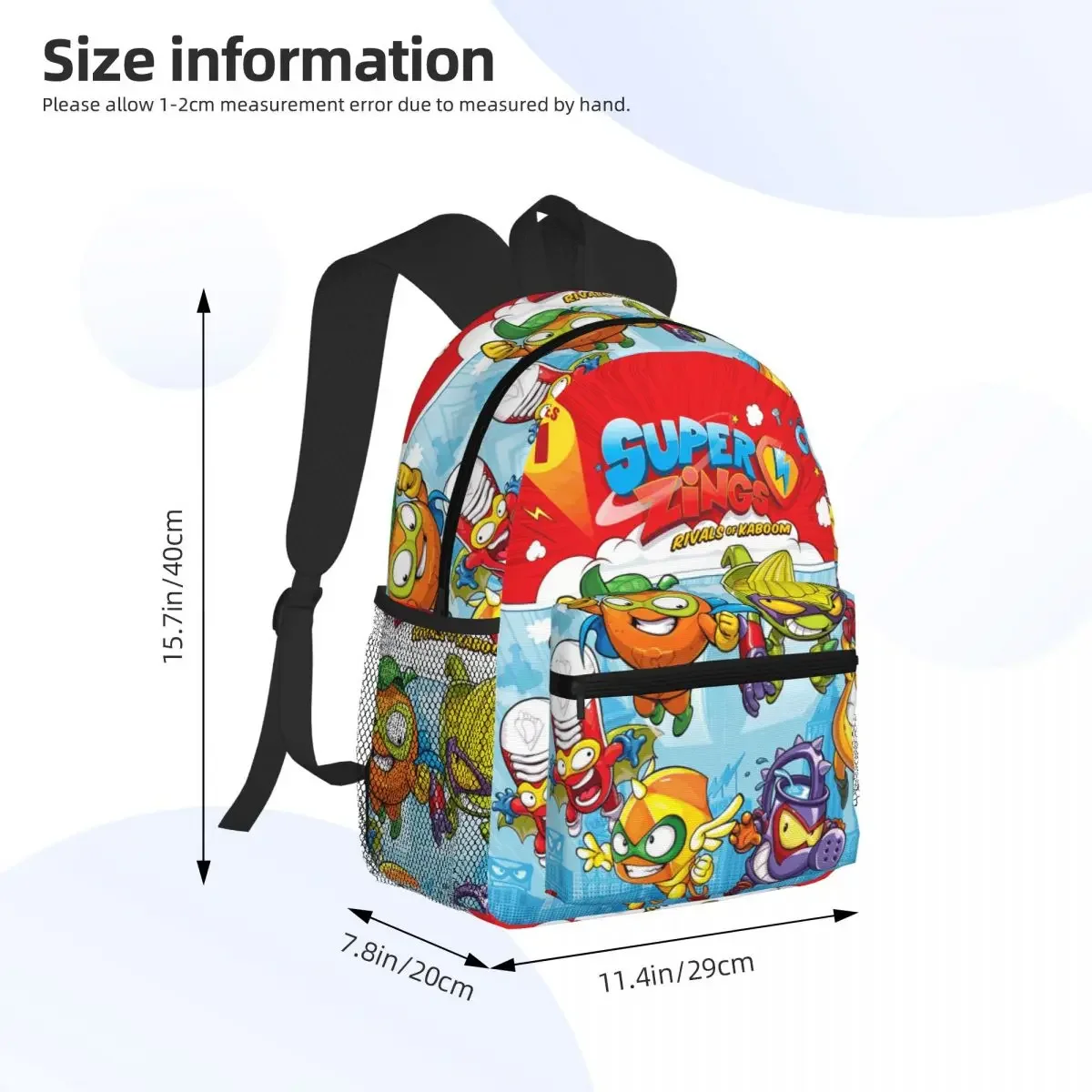Super Zings Superthings Cartoon Student Backpack School Bag Hiking Travel Daypack for Boys Girls Fashion Bookbag Shoulder Bags