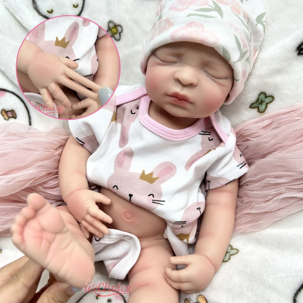 

44 см Asleep Baby Girl, силиконовая кукла реборн всего тела, моющаяся на заказ, мемориальная реалистичная кукла для коллекционеров, детская игрушка