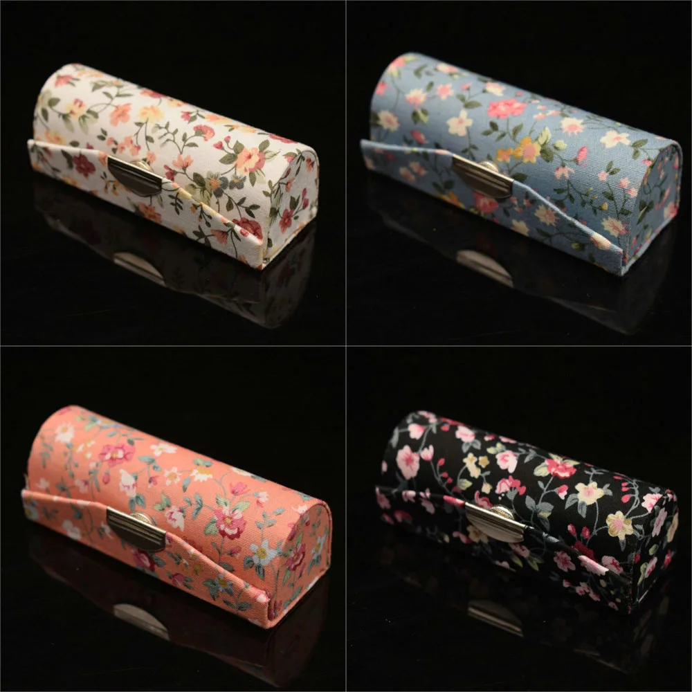 1Pc Retro Embroidered Flower Designs Lipstick Case With Mirror Jewelry Packaging Box Storage Box Fashion Gift