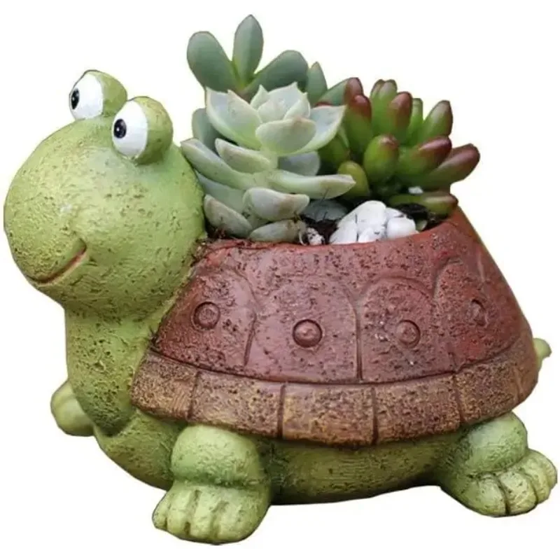 

Turtle Plant Pot Flowerpot Animal Garden Pots Resin Succulent Pots Planter Bonsai Plant Holder for Home Office Desk Mini Ornamen